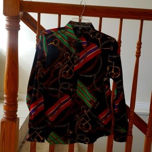 ralph laurent black red purple green blouse
